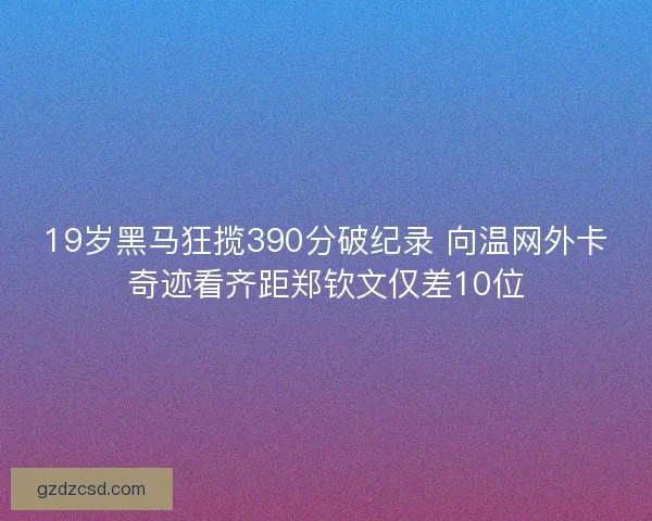 19岁黑马狂揽390分破纪录 向温网外卡奇迹看齐距郑钦文仅差10位