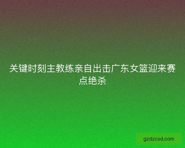 关键时刻主教练亲自出击广东女篮迎来赛点绝杀