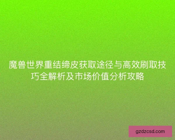 魔兽世界重结缔皮获取途径与高效刷取技巧全解析及市场价值分析攻略
